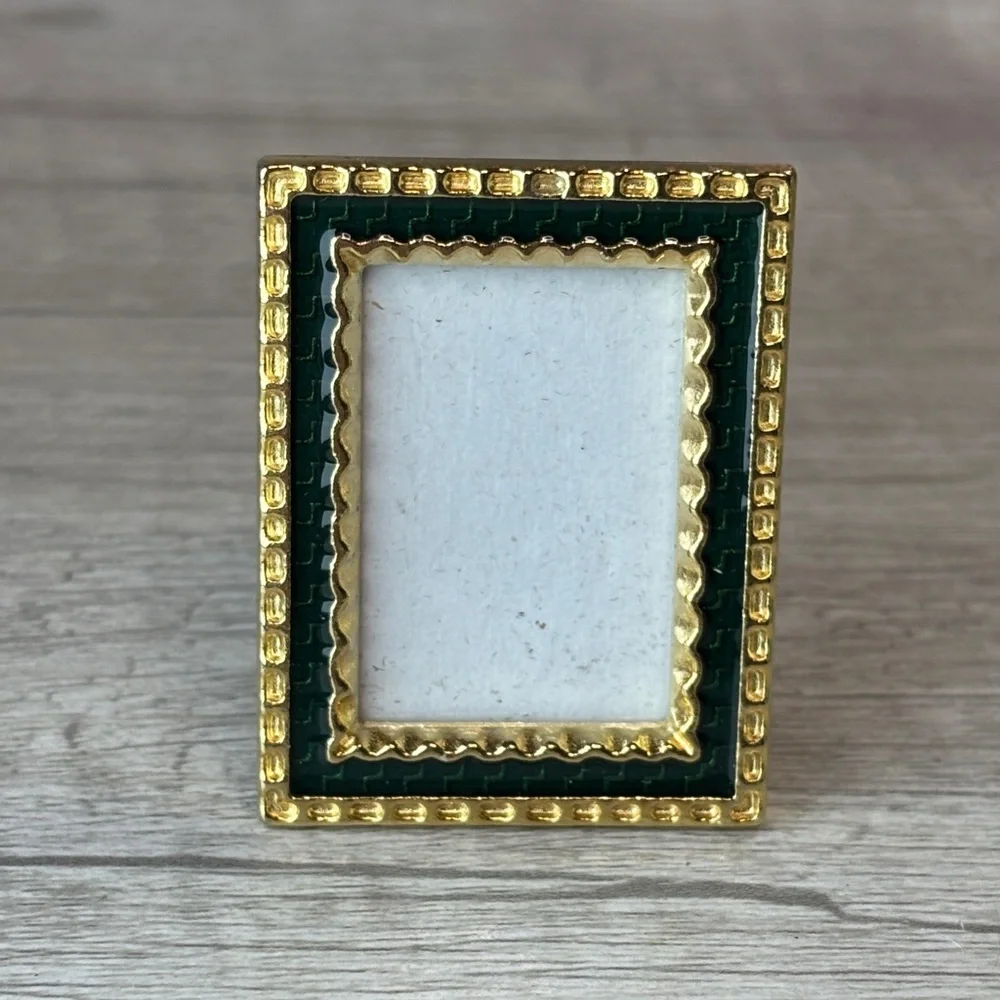 Elegant Miniature Dollhouse Gold and Green Picture Frame 1.5” by 2”